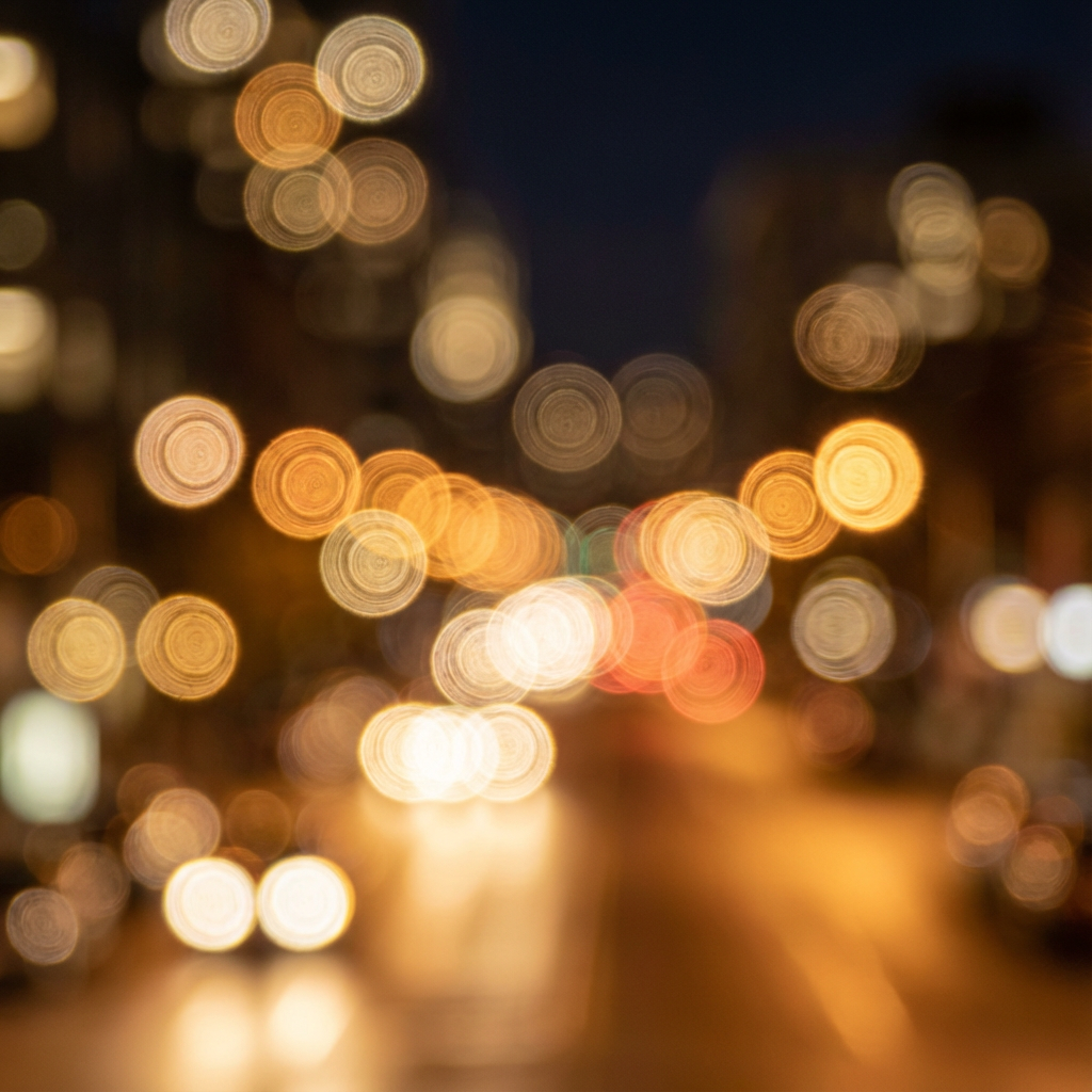 Onion-Ring bokeh balls. Note that this is an AI-generated depiction of a camera blur.