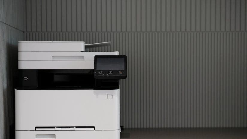 black-and-white photo of printer