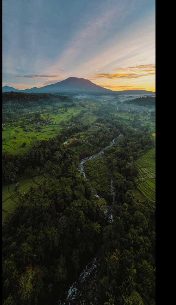 A vertical panorama, captured and stitched by the drone. This demonstrates how a single location can yield both horizontal and vertical panoramas with the benefit of an aerial perspective.