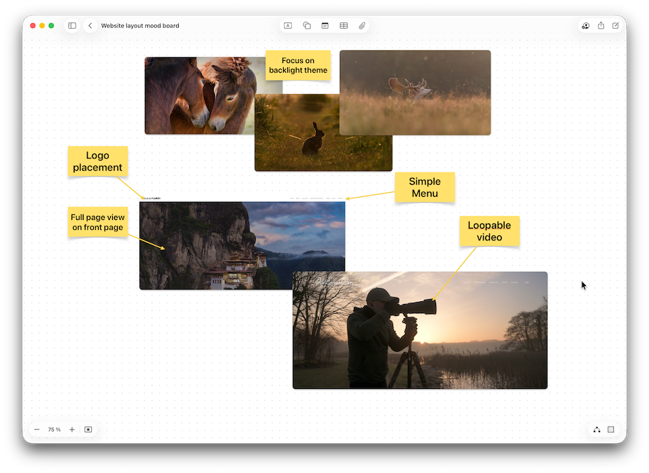 Freeform app Moodboard Example