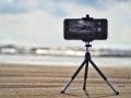 tabletop tripod at a beach