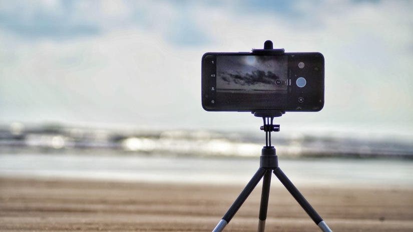 tabletop tripod at a beach