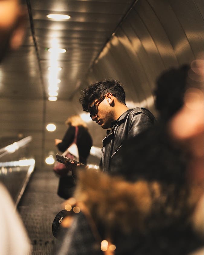 a young man in the subway