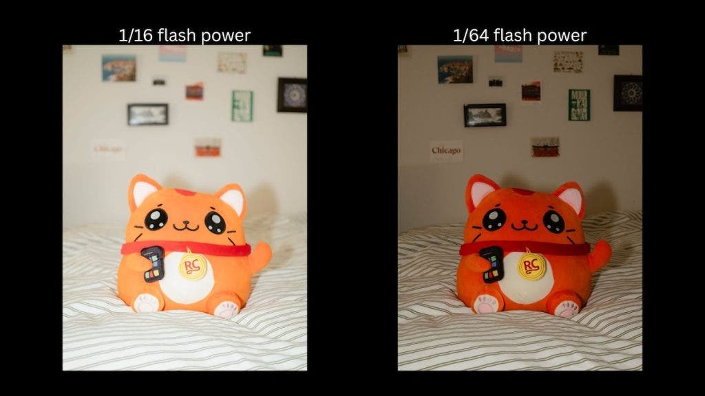 1/16 flash power vs 1/64  flash power comparison example photo