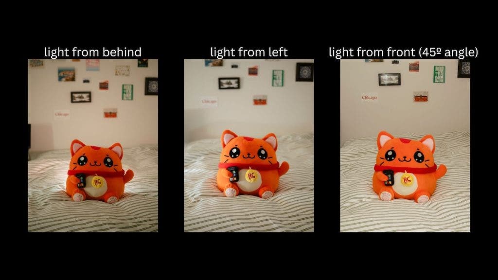 lighting placement comparison example photo with subject