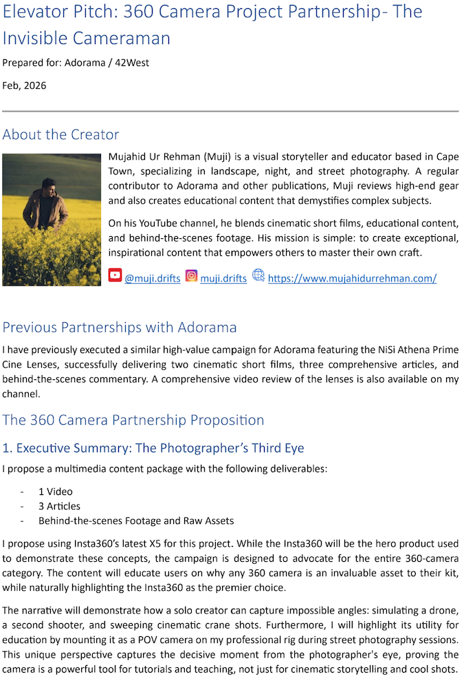 First page of a sample elevator pitch: A brief, persuasive summary of an idea you would like to sell, that can be delivered in the time it takes to ride an elevator