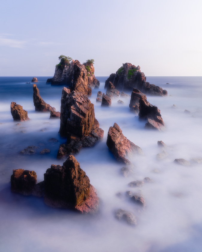 Composition: A wide-angle seascape, taken from a higher angle, with enough detail to fill the frame and keep the eyes engaged without needing the traditional foreground, middle-ground, and background composition.