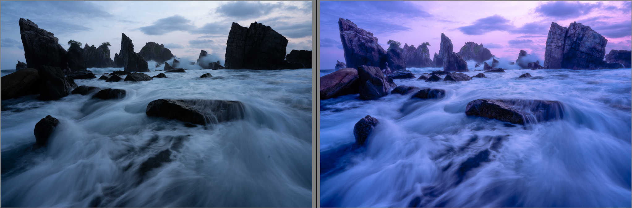seascape photography Editing Before and After