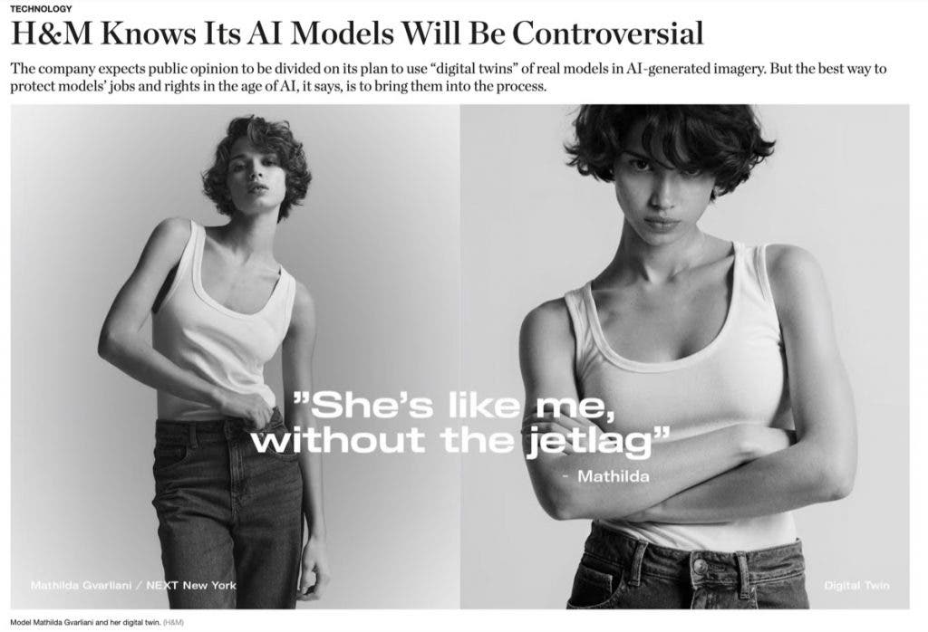 New covering H&M Digital Twins Campaign from  Business of Fashion