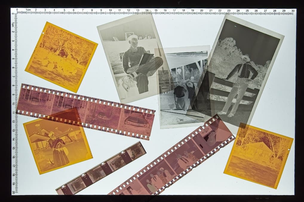 Scattered film negatives, representative of Gen Z returning to analog technologies