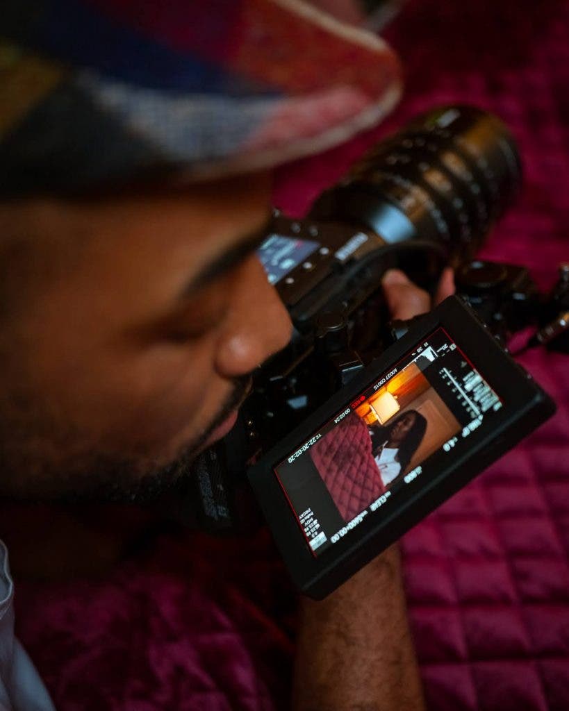 Second shooter, HD dials in the Fujifilm setup while Michelangelo Corkrum directs a powerful scene in Mama's House.