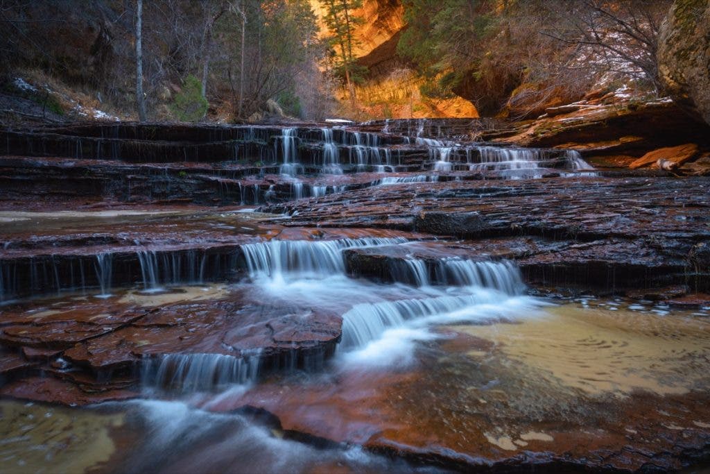 Photo of a waterfall. I used a slower shutter speed to smooth the water's motion.