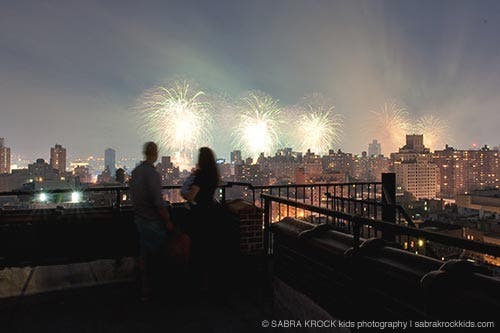 Max, me and his dad watching fireworks