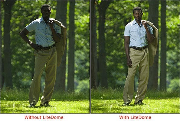 Shot taken with LiteDome and without LiteDome