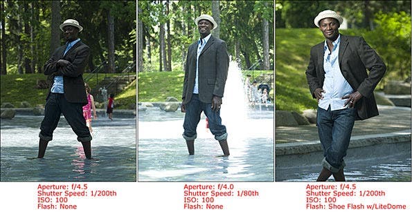 Side-by-side comparison of the three different exposure approaches