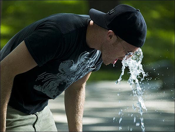 Man gets wet in drinking water