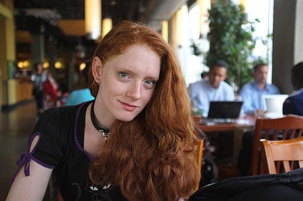 Woman in Cafe Photo by Sandy Ramirez