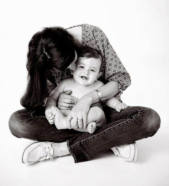 mom and baby in studio