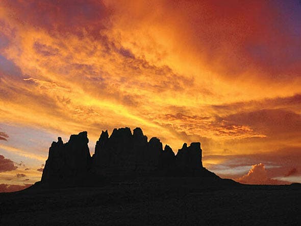 Composite of a sky shot in Florida and a rock formation shot near Mexican Hat, Utah