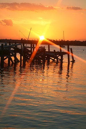 dock beach sunset