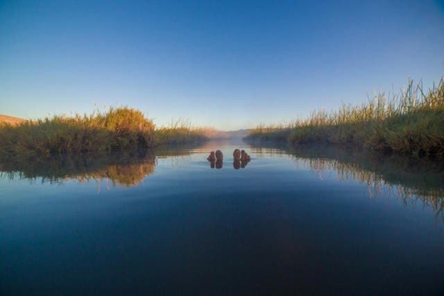 Soaking in a hot spring near Death Valley. Photo by Cyrus Sutton
