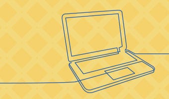 laptop illustration on yellow background