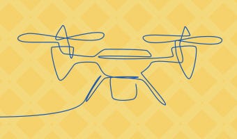 drone illustration on yellow background