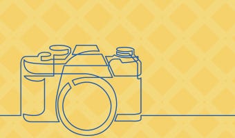 camera illustration on yellow background