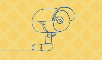 security camera illustration on yellow background