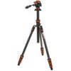 3 Legged Thing Punks Billy 2.0 4-Section Carbon Fiber Video Tripod with AirHed Trinity Head Black with Copper Accents