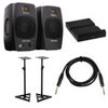 Adam Audio D3V 3.5" 80W Desktop Monitor, Pair, White, Bundle with 2x Studio Monitor Stand, 6' Platinum Pro Interconnect Cable and Isolation Pad Black