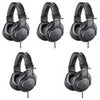 Audio-Technica 5 Pack ATH-M20x Professional Monitor Headphones, 96dB, 15-20kHz, Black - With Microfiber Cloth Black
