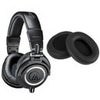 Audio-Technica ATH-M50x Professional Monitor Headphones, Black - With H&A High Frequency Leather Earpads for AT ATH-M50 Headphones Black