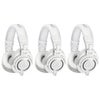 Audio-Technica ATH-M50x Closed-Back Over-Ear Professional Monitor Headphones, White, 3-Pack White