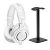 Audio-Technica ATH-M50x Closed-Back Over-Ear Professional Monitor Headphones, White, Bundle with Desktop Stand White