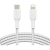Belkin BoostCharge Braided 6.6' 30W USB-C to Lightning Cable, Black White