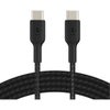 Belkin BoostCharge Braided 3.3' 60W USB-C to USB-C Cable, White Black