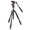 Manfrotto Befree Live 4-Section Aluminum Compact Travel Video Tripod with Fluid Head, Black/Silver Aluminum