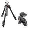 Manfrotto 055 4-Section Carbon Fiber Tripod with Horizontal Column, Bundle with 410 Junior Geared Head Carbon Fiber