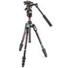 Manfrotto Befree Live 4-Section Aluminum Compact Travel Video Tripod with Fluid Head, Black/Silver Carbon Fiber