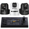 Canon 3x CR-N350 PTZ Camera Bundle, 2x Black & 1x White, Includes RC-IP100 Remote Controller Satin Black