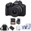 Canon EOS R50 Mirrorless Camera, White with RF-S 18-45mm f/4.5-6.3 IS STM Lens, Extra Battery, 64GB SD Card, Shoulder Bag, Screen Protector, 49mm Filter Kit, Cleaning Kit Black