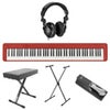 Casio CDP-S160 88-Key Compact Piano Keyboard with Touch Response, Black, Bundle with H&A Studio Headphones, Stand, Bench, Sustain Pedal Red