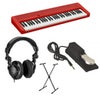 Casio Casiotone CT-S1 61-Key Piano Style Portable Keyboard, Black Bundle with Stand, Studio Monitor Headphones, Sustain Pedal Red