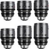 DZOFILM PAVO 28/32/40/55/75mm T2.1 and 100mm T2.4 2x Anamorphic Prime 6-Lens Kit for PL/EF Mount, Blue Coating, Feet Neutral Flare