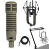 Electro-Voice RE20 Variable-D Dynamic Cardioid Microphone with Shockmount, Broadcast Arm, Shoc kMount, 15' XLR Cable Gray