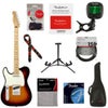 Fender Player Telecaster Left-Handed Electric Guitar, 22 Frets, Modern "C" Shape Maple Neck, Maple Fingerboard, Gloss Polyester, 3-Color Sunburst - With 9 Pack Accessory Bundle Sunburst (Tobacco)