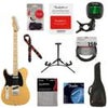 Fender Player Telecaster Left-Handed Electric Guitar, 22 Frets, Modern "C" Shape Maple Neck, Maple Fingerboard, Gloss Polyester, 3-Color Sunburst - With 9 Pack Accessory Bundle Blonde