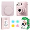 Fujifilm Instax Mini 12 Instant Film Camera, Clay White, Bundle with Accessory Kit and Twin Pack Daylight Film Pink