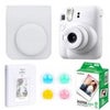 Fujifilm Instax Mini 12 Instant Film Camera, Clay White, Bundle with Accessory Kit and Twin Pack Daylight Film White